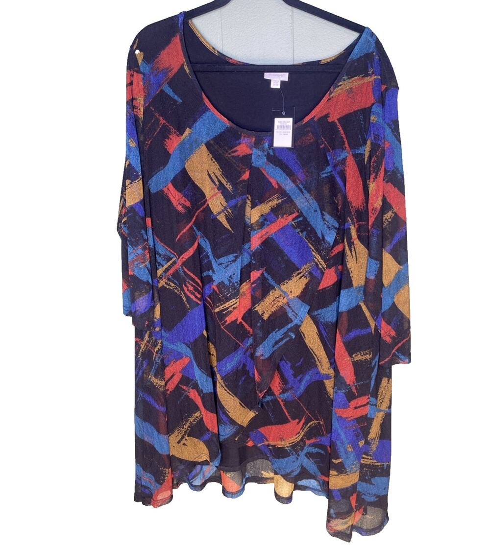 Avenue Blouse Womens Size 22/24 NEW Tunic Del Ray Colorful Artsy Eclectic Shirt